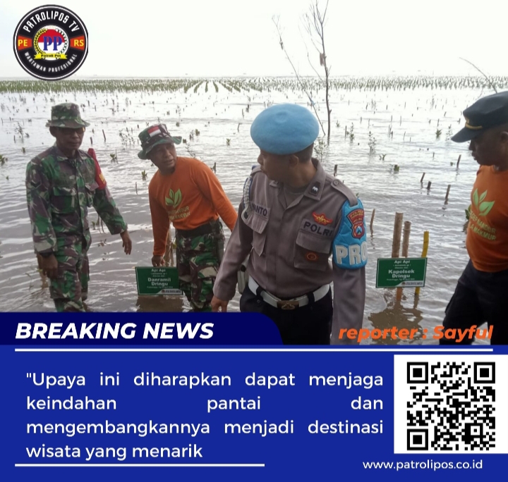 Koramil 0820/22 Dringu Menjaga kelestarian Pesisir Dengan Menanam Mangrove Di Wilayah Pantai