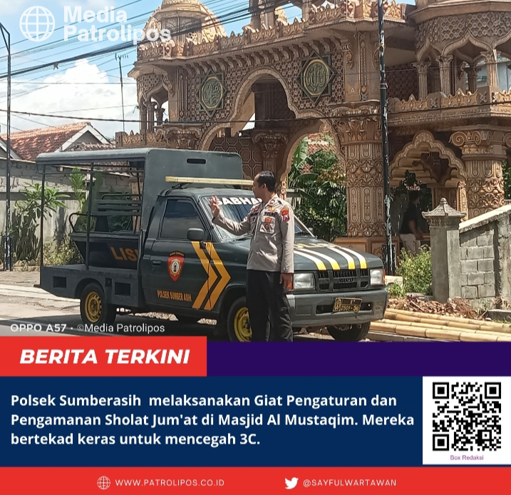 Dalam Upaya Mencegah 3C Polsek Sumberasih Melaksanakan Pengaturan Dan Pengamanan Sholat Jum’at Di Masjid Al Mustaqim 