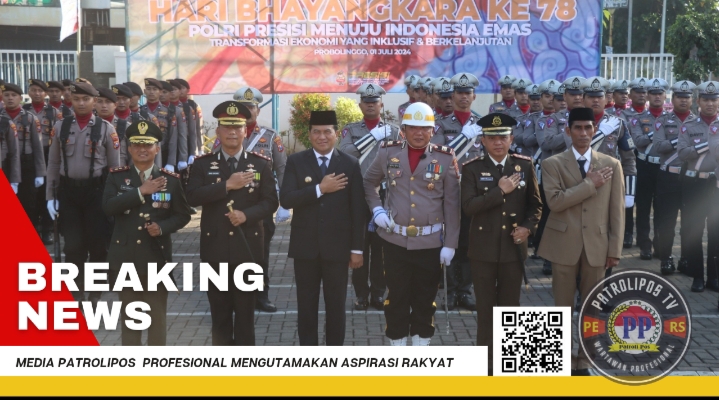 Puncak Hari Bhayangkara ke 78, Polres Gelar Upacara Di Pemkot Kota Probolinggo