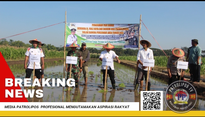 Dandim 0820/Probolinggo Dan Pj Wali Kota Probolinggo Resmikan Rumah Pompa dan Laksanakan Penanaman Padi