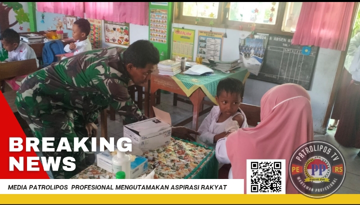 Cegah Penyakit, Koramil Kanigaran Dampingi Pelaksanaan BIAS Campak Dan HPV Untuk Siswa Sekolah Dasar 